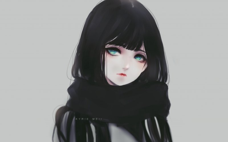 Anime girl with dark hair