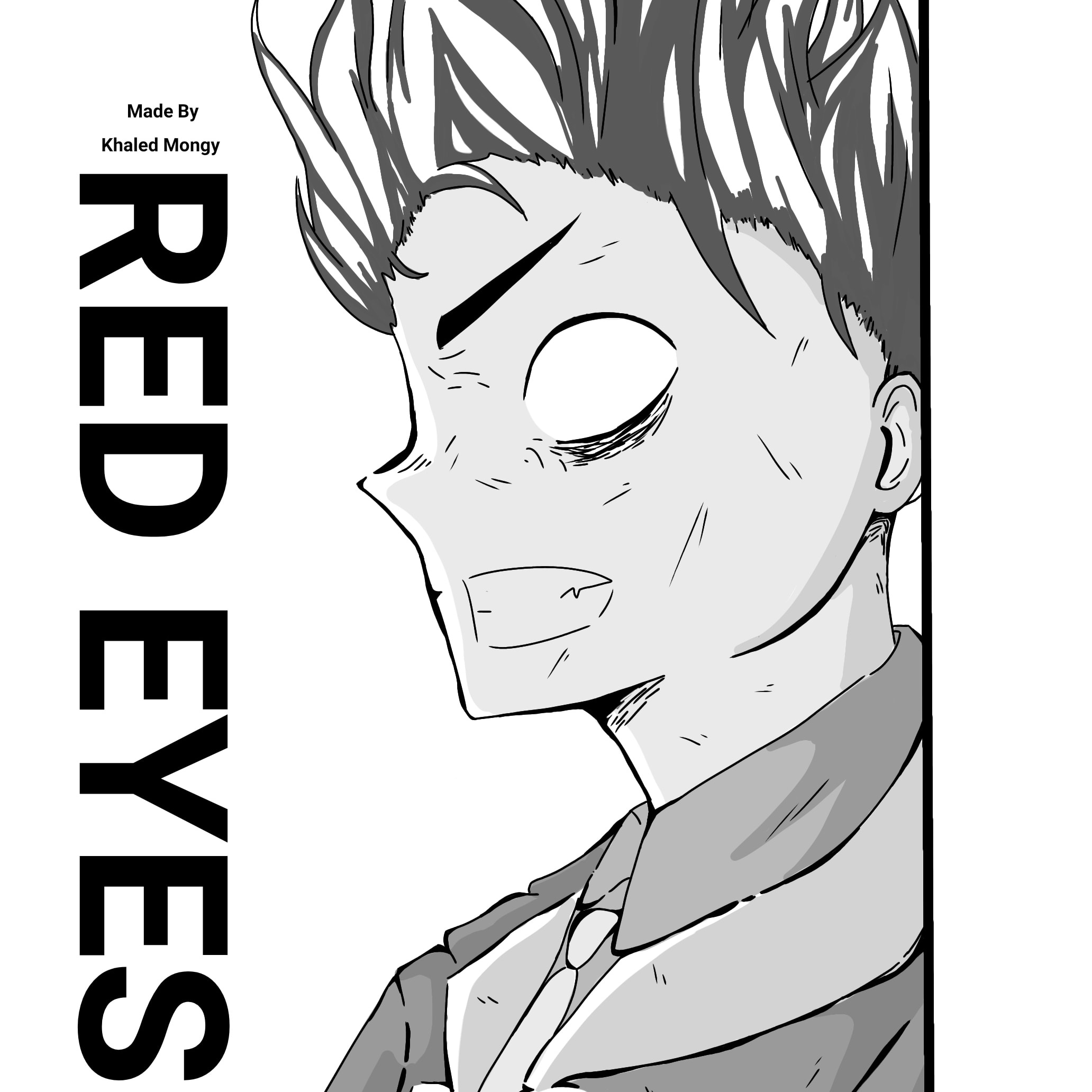 webtoon red background closed eyes